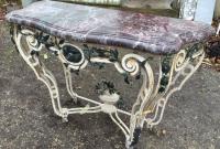 Console ancienne en fer forge et marbre  breche violette.JPG